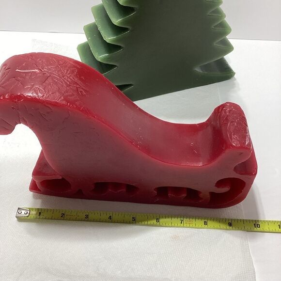 Crate & Barrel Huge Heavy Christmas Silhouette Tree Candle Sleigh Candle - Picture 2 of 10